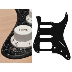   ST-223-SBK Boston  pickguard, Stallion, SSH, 3 pot holes, 3-5 switch, 2 ply, sparkling black
