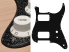 ST-231-SBK Boston  pickguard, Stallion,HH, 2 pot holes, toggle switch, 2 ply, sparkling black