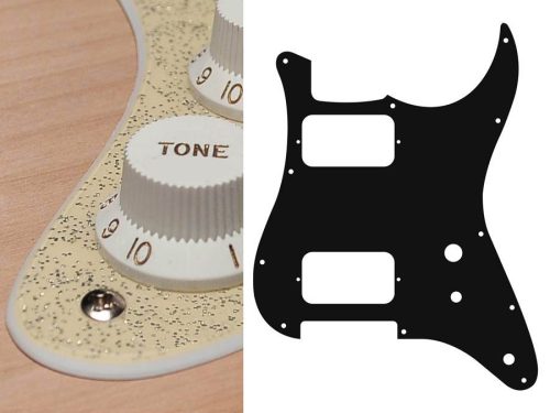 ST-231-SGD Boston  pickguard, Stallion, HH, 2 pot holes, toggle switch, 2 ply, sparkling gold