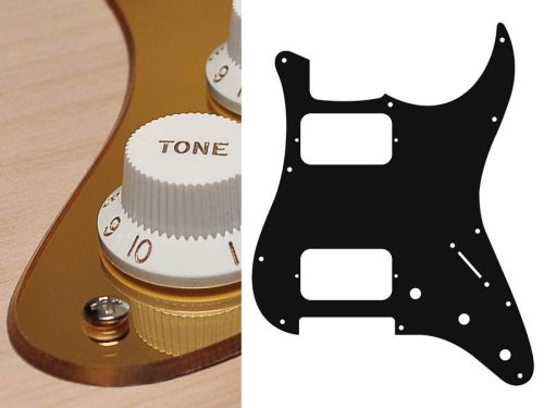 ST-233-MG Boston  pickguard, Stallion, HH, 3 pot holes, 3-5 switch, 2 ply, mirror gold