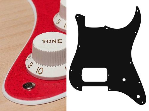 ST-244-SRD Boston  pickguard, Stallion, H, 2 pot holes, 2 ply, sparkling red