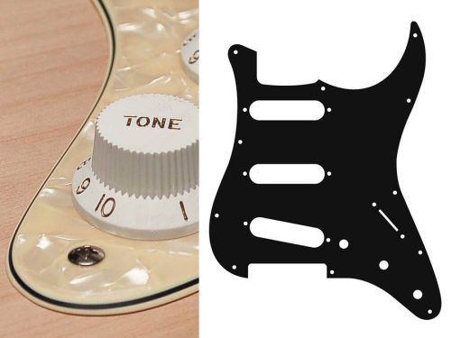 ST-313-PC Boston  pickguard, Stallion, standard, SSS, 3 pot holes, 3-5 switch, 3 ply, pearl cream