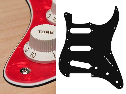 ST-313-PR Boston  pickguard, Stallion, standard, SSS, 3 pot holes, 3-5 switch, 3 ply, pearl red