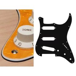   ST-313-PY Boston  pickguard, Stallion, standard, SSS, 3 pot holes, 3-5 switch, 3 ply, pearl yellow