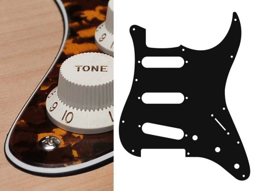 ST-313-RY Boston  pickguard, Stallion, standard, SSS, 3 pot holes, 3-5 switch, 3 ply, tiger yellow