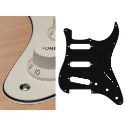   ST-313-VW Boston  pickguard, Stallion, standard, SSS, 3 pot holes, 3-5 switch, 3 ply, vintage white