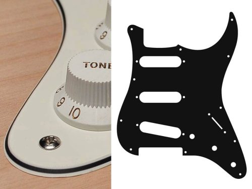 ST-313-VW Boston  pickguard, Stallion, standard, SSS, 3 pot holes, 3-5 switch, 3 ply, vintage white