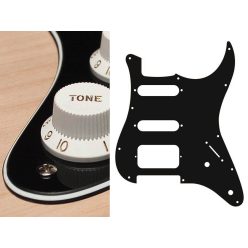   ST-322-B Boston  pickguard, Stallion, SSH, 2 pot holes, 3-5 switch, 3 ply, black