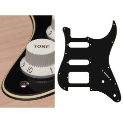   ST-322-BC Boston  pickguard, Stallion, SSH, 2 pot holes, 3-5 switch, 3 ply, black and cream