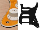 ST-322-PY Boston  pickguard, Stallion, SSH, 2 pot holes, 3-5 switch, 3 ply, pearl yellow