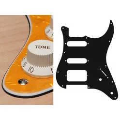   ST-322-PY Boston  pickguard, Stallion, SSH, 2 pot holes, 3-5 switch, 3 ply, pearl yellow