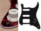 ST-322-RR Boston  pickguard, Stallion, SSH, 2 pot holes, 3-5 switch, 3 ply, tiger red