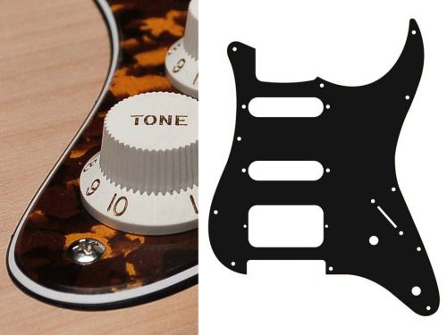 ST-322-RY Boston  pickguard, Stallion, SSH, 2 pot holes, 3-5 switch, 3 ply, tiger yellow