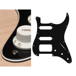   ST-323-B Boston  pickguard, Stallion, SSH, 3 pot holes, 3-5 switch, 3 ply, black