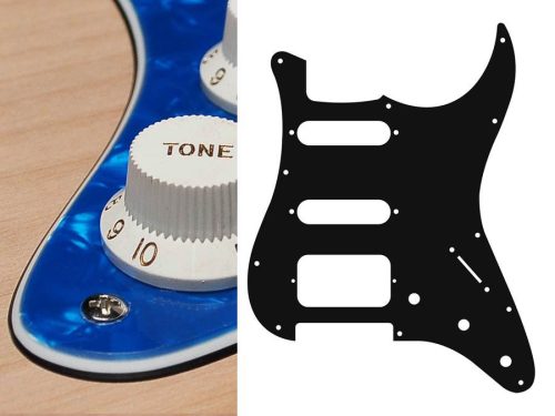 ST-323-PBU Boston  pickguard, Stallion, SSH, 3 pot holes, 3-5 switch, 3 ply, pearl blue