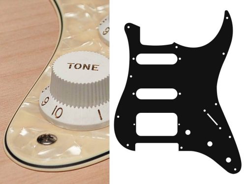 ST-323-PC Boston  pickguard, Stallion, SSH, 3 pot holes, 3-5 switch, 3 ply, pearl cream