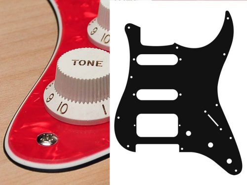 ST-323-PR Boston  pickguard, Stallion, SSH, 3 pot holes, 3-5 switch, 3 ply, pearl red