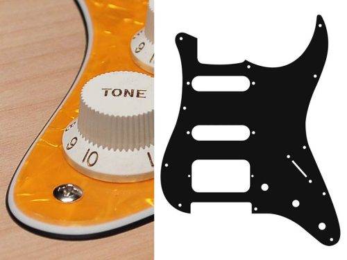 ST-323-PY Boston  pickguard, Stallion, SSH, 3 pot holes, 3-5 switch, 3 ply, pearl yellow