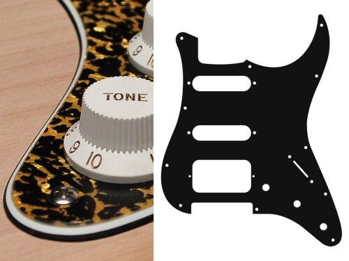 ST-323-RP Boston  pickguard, Stallion, SSH, 3 pot holes, 3-5 switch, 3 ply, tiger pearl