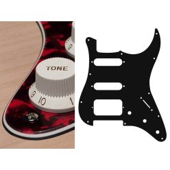   ST-323-RR Boston  pickguard, Stallion, SSH, 3 pot holes, 3-5 switch, 3 ply, tiger red