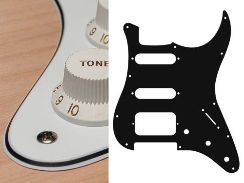 ST-323-W Boston  pickguard, Stallion, SSH, 3 pot holes, 3-5 switch, 3 ply, white