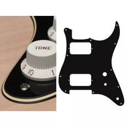   ST-331-BC Boston  pickguard, Stallion, HH, 2 pot holes, toggle switch, 3 ply, black and cream