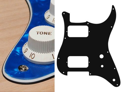 ST-331-PBU Boston  pickguard, Stallion, HH, 2 pot holes, toggle switch, 3 ply, pearl blue