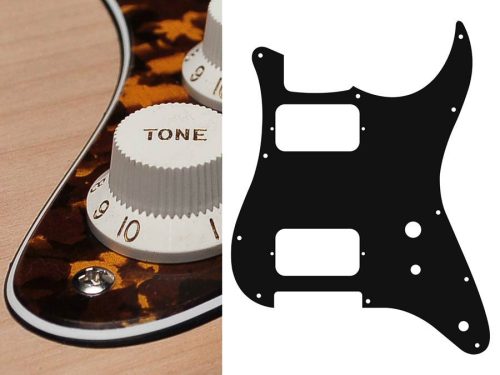 ST-331-RY Boston  pickguard, Stallion, HH, 2 pot holes, toggle switch, 3 ply, tiger yellow