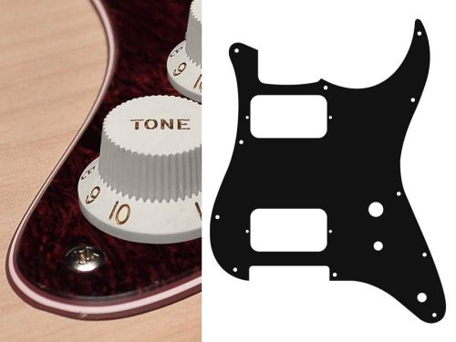 ST-331-TD Boston  pickguard, Stallion, HH, 2 pot holes, toggle switch, 3 ply, tortoise dark