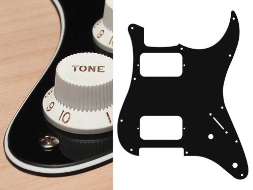 ST-332-B Boston  pickguard, Stallion, HH, 2 pot holes, 3-5 switch, 3 ply, black