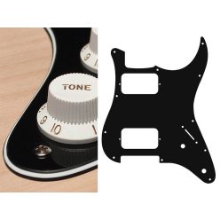   ST-332-BC Boston  pickguard, Stallion, HH, 2 pot holes, 3-5 switch, 3 ply, black and cream