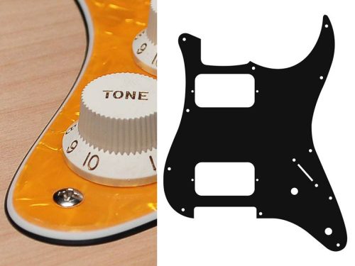 ST-332-PY Boston  pickguard, Stallion, HH, 2 pot holes, 3-5 switch, 3 ply, pearl yellow