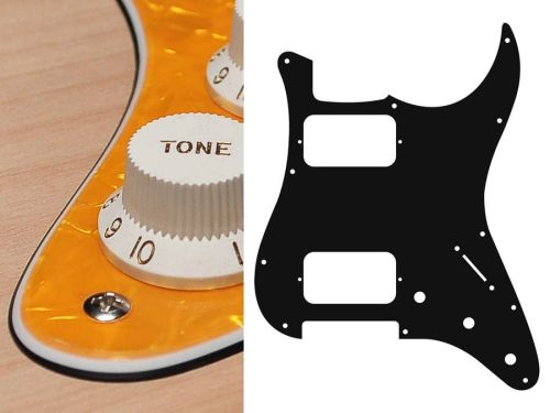 ST-333-PY Boston  pickguard, Stallion, HH, 3 pot holes, 3-5 switch, 3 ply, pearl yellow