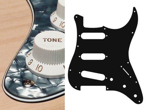 ST-413-PB Boston  pickguard, Stallion, standard, SSS, 3 pot holes, 3-5 switch, 4 ply, pearl black