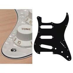   ST-413-PWW Boston  pickguard, Stallion, standard, SSS, 3 pot holes, 3-5 switch, 4 ply, pearl white webbing