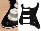 ST-422-B Boston  pickguard, Stallion, SSH, 2 pot holes, 3-5 switch, 4 ply, black