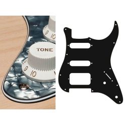   ST-422-PB Boston  pickguard, Stallion, SSH, 2 pot holes, 3-5 switch, 4 ply, pearl black