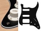 ST-423-B Boston  pickguard, Stallion, SSH, 3 pot holes, 3-5 switch, 4 ply, black