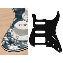   ST-423-PB Boston  pickguard, Stallion, SSH, 3 pot holes, 3-5 switch, 4 ply, pearl black