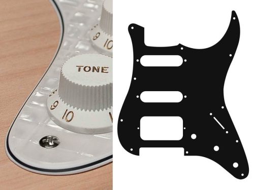 ST-423-PWW Boston  pickguard, Stallion, SSH, 3 pot holes, 3-5 switch, 4 ply, pearl white webbing