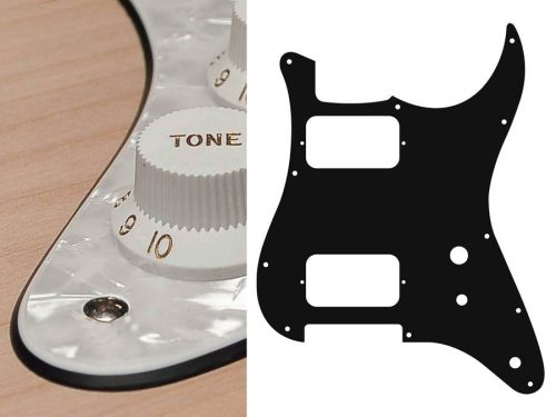 ST-431-PW Boston  pickguard, Stallion, HH, 2 pot holes, toggle switch, 4 ply, pearl white