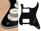 ST-432-B Boston  pickguard, Stallion, HH, 2 pot holes, 3-5 switch, 4 ply, black