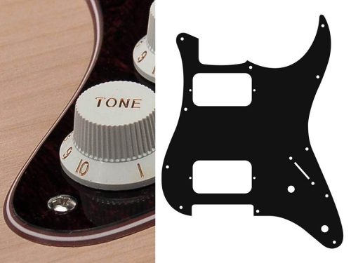 ST-432-TD Boston  pickguard, Stallion, HH, 2 pot holes, 3-5 switch, 4 ply, tortoise dark