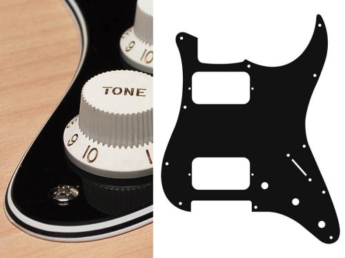 ST-433-B Boston  pickguard, Stallion, HH, 3 pot holes, 3-5 switch, 4 ply, black