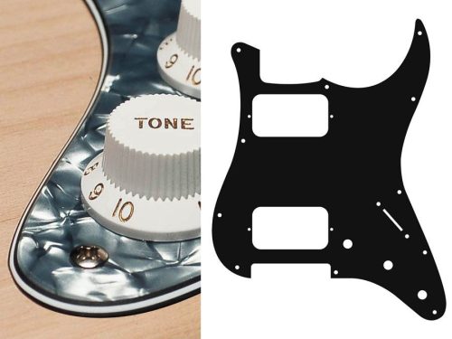 ST-433-PB Boston  pickguard, Stallion, HH, 3 pot holes, 3-5 switch, 4 ply, pearl black