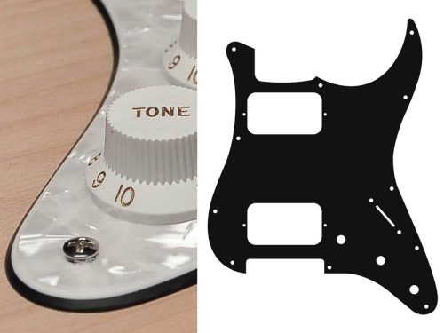 ST-433-PW Boston  pickguard, Stallion, HH, 3 pot holes, 3-5 switch, 4 ply, pearl white