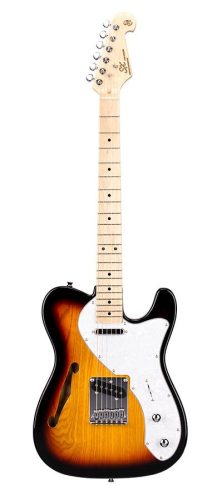 STL/H/3TS SX  ASH Series thinline Teaser style electric guitar, American swamp ash, maple fb, 3 tone sunburst