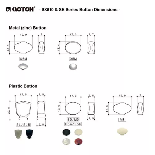 SXB510V Gotoh  machine heads for guitar, 3xL+3xR, ratio 1:15, butterbean cream button, gold