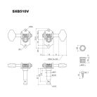 SXB510V Gotoh  machine heads for guitar, 3xL+3xR, ratio 1:15, butterbean cream button, gold