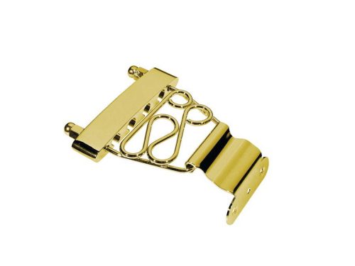 T-12-G Boston  tailpiece for semi acoustic bass guitar, with 2 curls, gold